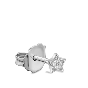 Diamond Solitaire Star Stud Earring