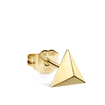 Faceted Triangle Stud Earring Yellow Gold 7mm