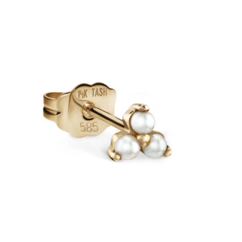 Pearl Trinity Stud Earring Yellow Gold 3mm