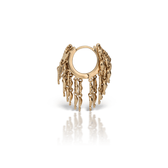 Gold Tassel Eternity Hoop Earring Yellow Gold 6.5mm