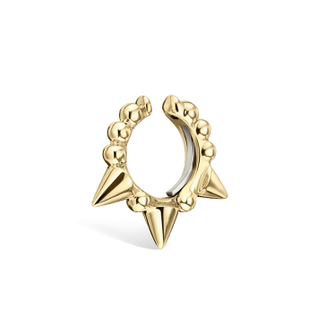 Granulated Triple Short Spike Tash Cuff Earring Yellow Gold 6.5mm