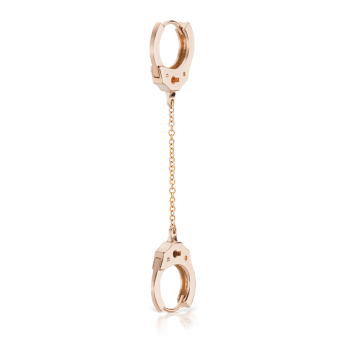 Handcuff Hoop Earring with Medium Chain Rose Gold 8mm