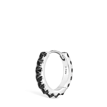 Reverse Set Black Diamond Eternity Hoop Earring White Gold 9.5mm