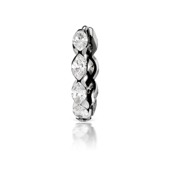 Invisible Set Diamond Marquise Eternity Hoop Earring Black Gold 9.5mm