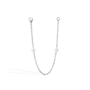 Double Pearl Chain Connecting Charm White Gold 76 mm