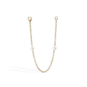 Double Pearl Chain Connecting Charm Yellow Gold 76 mm