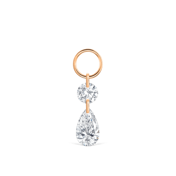 Floating Double Diamond Charm Rose Gold 2mm / 5mm