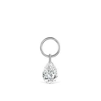 Pear Floating Diamond Charm White Gold 4mm
