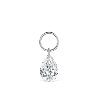 Pear Floating Diamond Charm White Gold 5mm