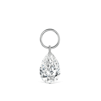 Pear Floating Diamond Charm White Gold 6mm