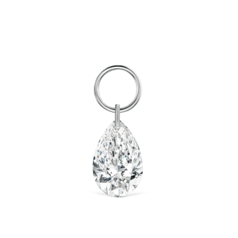 Pear Floating Diamond Charm White Gold 7mm