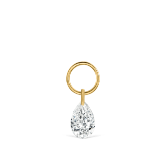 Pear Floating Diamond Charm Yellow Gold 4mm