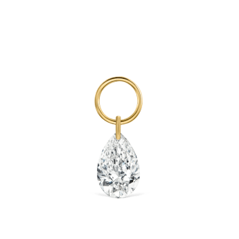 Pear Floating Diamond Charm Yellow Gold 5mm
