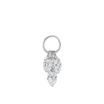 Floating Diamond Plume Charm White Gold 3.5mm