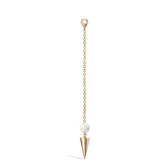 Pearl and Long Spike Pendulum Charm Yellow Gold 40mm