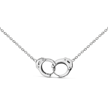 Handcuff Necklace White Gold 15 Inches 1.5mm