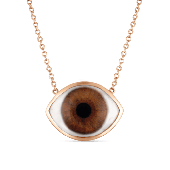 Eye Necklace Rose Gold Brown