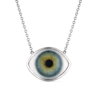 Eye Necklace White Gold Tash Green