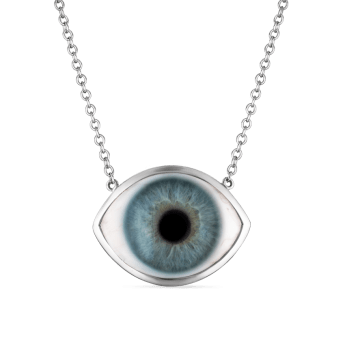 Eye Necklace White Gold Blue