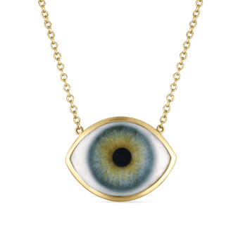 Eye Necklace Yellow Gold Tash Green