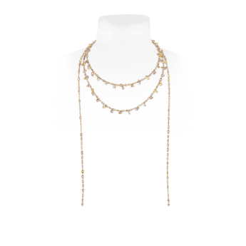 Fancy Diamond Scarf Necklace Yellow Gold 52.5 Inches