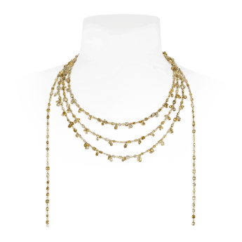 Fancy Diamond Scarf Necklace Yellow Gold 61 Inches