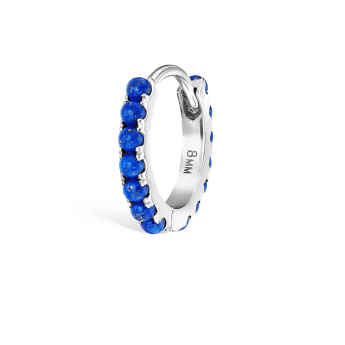 Lapis Eternity Hoop Earring White Gold 8mm