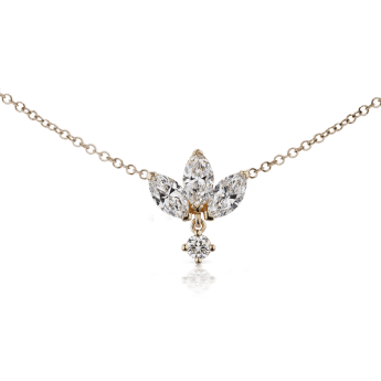 Large Engraved Diamond Lotus with Diamond Dangle Necklace MARIA TASH