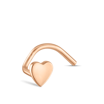 Plain Heart Nostril Screw Rose Gold 3mm Left Bend