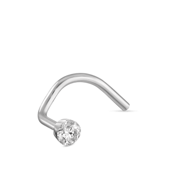 Invisible Set Diamond Nostril Screw White Gold 3mm Left Bend