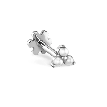 Pearl Trinity Threaded Stud Earring White Gold 3mm