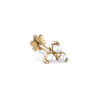 Pearl Trinity Threaded Stud Earring Yellow Gold 4.5mm