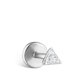 Invisible Set Triangle Diamond Threaded Stud Earring White Gold 2.5mm