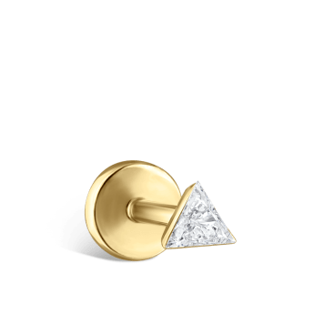 Invisible Set Triangle Diamond Threaded Stud Earring Yellow Gold 2.5mm