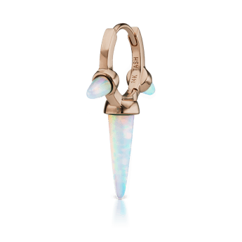 Triple Long Opal Spike Hoop Earring Rose Gold 8mm