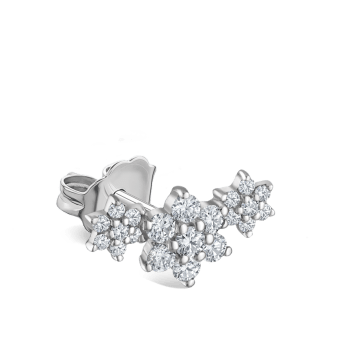 Diamond Three Flower Garland Stud Earring