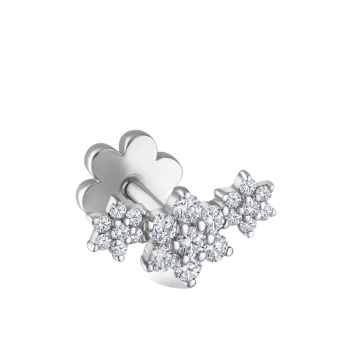 Three Flower Garland Diamond Threaded Stud Earring