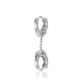 Double-sided Diamond Handcuff Hoop Earring with Short Chain