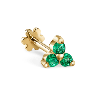 Emerald Trinity Threaded Stud Earring Yellow Gold 3mm