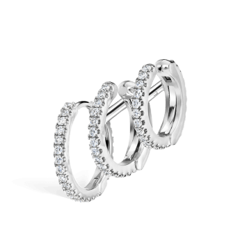 Diamond Triple Linked Eternity Hoop Earring and Cuffs