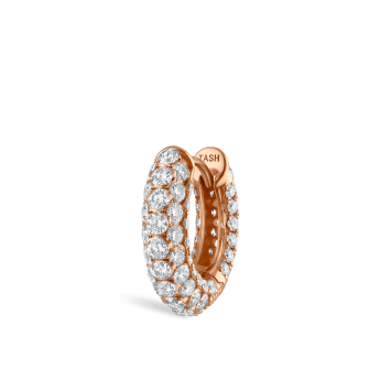 Invisible Set Diamond Three Row Pavé Hoop Earring Rose Gold 8mm
