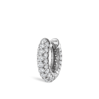 Invisible Set Diamond Three Row Pavé Hoop Earring White Gold 8mm