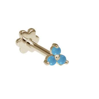 Turquoise Trinity Threaded Stud Earring Yellow Gold 4.5mm