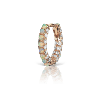 Opal and Diamond Pavé Hoop Earring (Bottom Hinge)