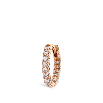 Diamond Five Row Pavé Hoop Earring (Bottom Hinge) Rose Gold 8mm