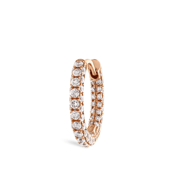 Diamond Five Row Pavé Hoop Earring (Bottom Hinge) Rose Gold 9.5mm