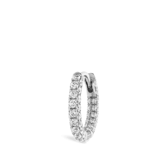 Diamond Five Row Pavé Hoop Earring (Bottom Hinge) White Gold 8mm