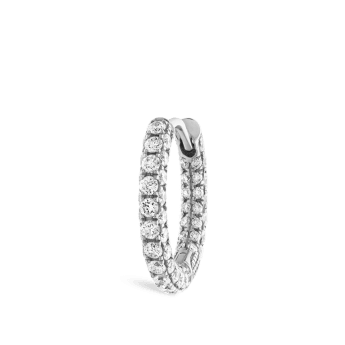 Diamond Five Row Pavé Hoop Earring (Bottom Hinge) White Gold 9.5mm
