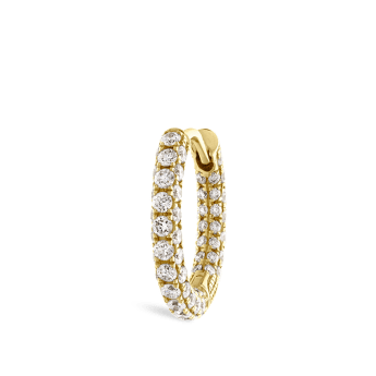 Diamond Five Row Pavé Hoop Earring (Bottom Hinge) Yellow Gold 9.5mm