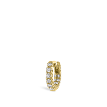 Diamond Five Row Pavé Hoop Earring (Bottom Hinge) Yellow Gold 5mm